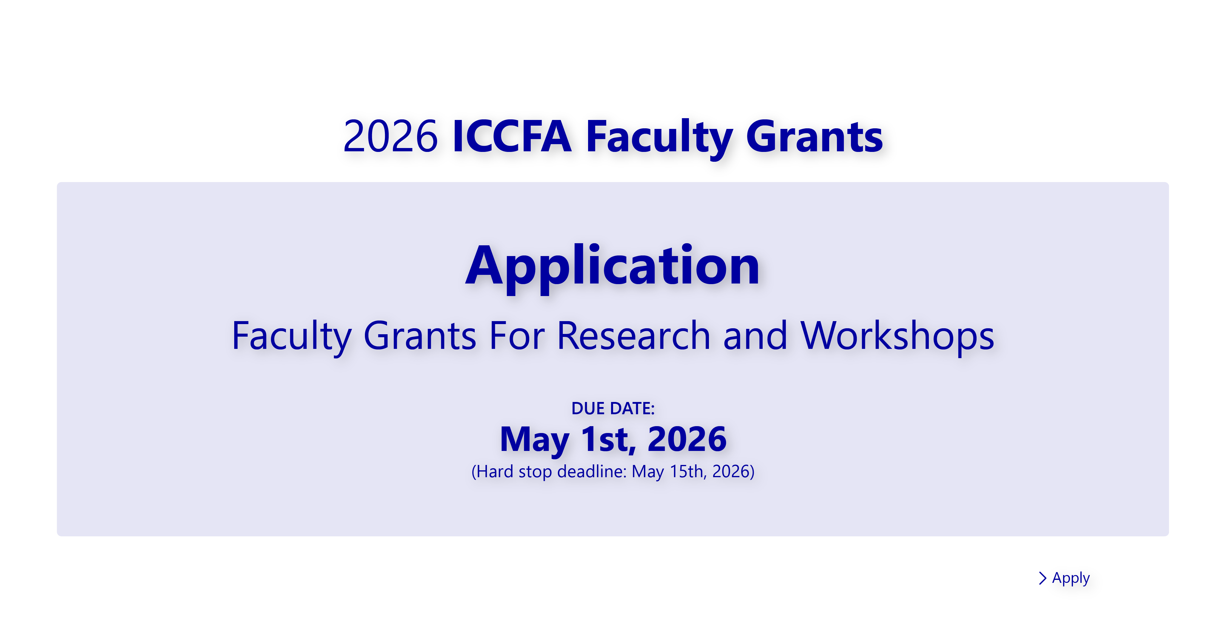 2026 ICCFA Faculty Grants Application