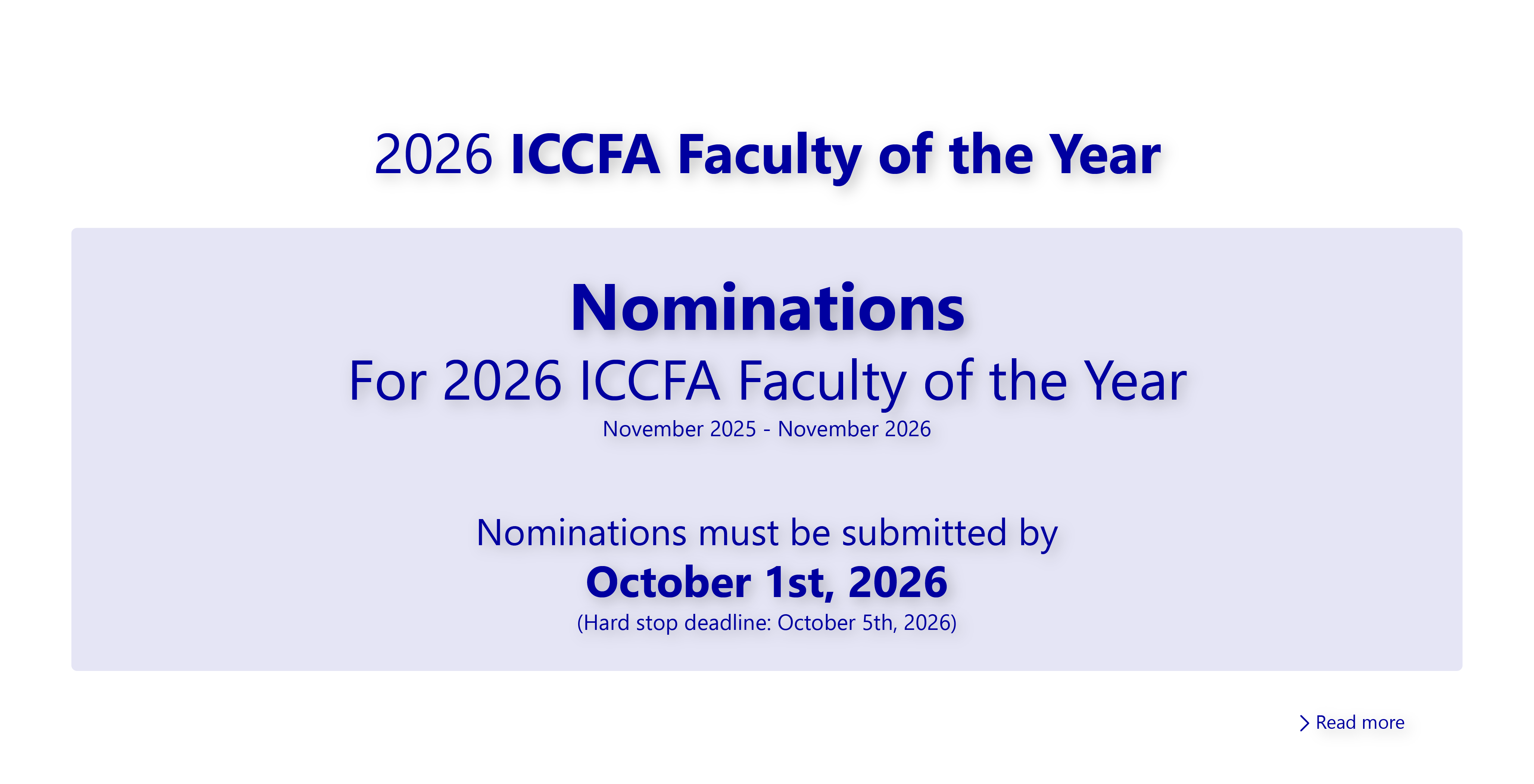 2026 ICCFA Faculty Award Nominations